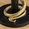 Runder Beistelltisch WILDLIFE SNAKE 55cm weiß Marmor gold schwarz Schlange Skulptur