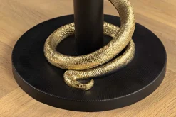 Runder Beistelltisch WILDLIFE SNAKE 55cm weiß Marmor gold schwarz Schlange Skulptur