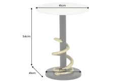 Runder Beistelltisch WILDLIFE SNAKE 55cm weiß Marmor gold schwarz Schlange Skulptur