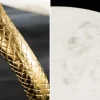 Runder Beistelltisch WILDLIFE COBRA 65cm gold weiß Marmor Schlangen-Skulptur handmade
