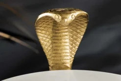 Runder Beistelltisch WILDLIFE COBRA 65cm gold weiß Marmor Schlangen-Skulptur handmade