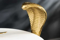 Runder Beistelltisch WILDLIFE COBRA 65cm gold weiß Marmor Schlangen-Skulptur handmade