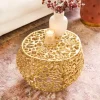 Runder Couchtisch ABSTRACT LEAF 50cm gold Metall filigrane Handarbeit Vintage Design