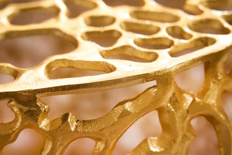 Runder Couchtisch ABSTRACT LEAF 50cm gold Metall filigrane Handarbeit Vintage Design