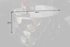 Runder Couchtisch ABSTRACT 60cm antik messing Metall Glas Industrial Fischschuppen Design
