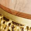 Runder Couchtisch ABSTRACT LEAF 75cm gold Metall massiv Akazienholz filigrane Handarbeit