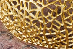 Runder Couchtisch ABSTRACT LEAF 75cm gold Metall massiv Akazienholz filigrane Handarbeit
