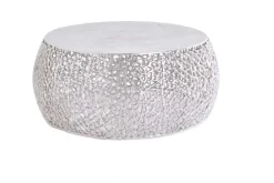 Runder Couchtisch ABSTRACT LEAF 75cm silber antik Metall filigrane Handarbeit