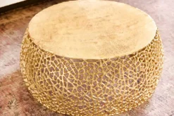 Runder Couchtisch ABSTRACT LEAF 75cm gold Metall filigrane Handarbeit Vintage Design
