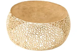 Runder Couchtisch ABSTRACT LEAF 75cm gold Metall filigrane Handarbeit Vintage Design