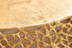 Runder Couchtisch ABSTRACT LEAF 75cm gold Metall filigrane Handarbeit Vintage Design