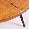 Runder Couchtisch ARBOR 75cm natur Eiche Massivholz schwarz Metall Beistelltisch