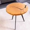 Runder Couchtisch ARBOR 55cm natur Eiche Massivholz schwarz Metall Beistelltisch