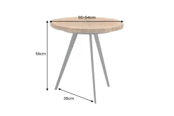 Runder Couchtisch ARBOR 55cm natur Eiche Massivholz schwarz Metall Beistelltisch
