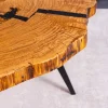 Runder Couchtisch ARBOR 65cm natur Eiche Massivholz schwarz Metall Beistelltisch