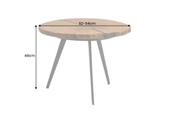 Runder Couchtisch ARBOR 65cm natur Eiche Massivholz schwarz Metall Beistelltisch
