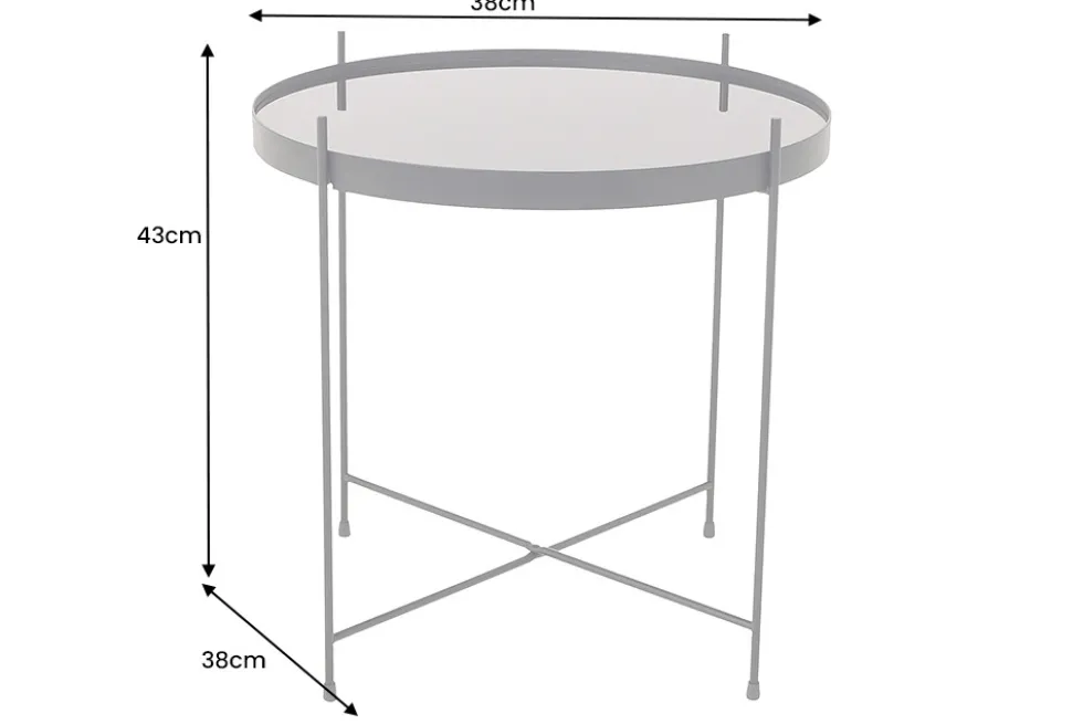 Runder Couchtisch ELEGANCE 45cm anthrazit Glas schwarz Metallgestell