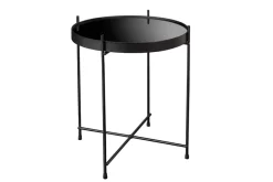 Runder Couchtisch ELEGANCE 45cm anthrazit Glas schwarz Metallgestell