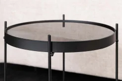 Runder Couchtisch ELEGANCE 45cm anthrazit Glas schwarz Metallgestell
