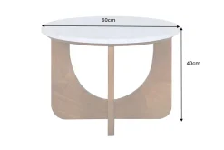 Runder Couchtisch ENSO 60cm weiß Marmor braun massiv Mangoholz