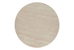 Runder Couchtisch ENSO 80cm champagner greige Travertin Keramik Walnussholz