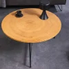 Runder Couchtisch FUSION 70cm Baumscheibe Eiche schwarz Metall Beistelltisch