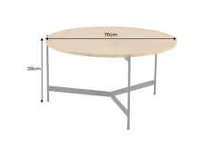 Runder Couchtisch FUSION 70cm Baumscheibe Eiche schwarz Metall Beistelltisch