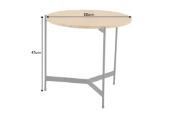 Runder Couchtisch FUSION 50cm Baumscheibe Eiche schwarz Metall Beistelltisch