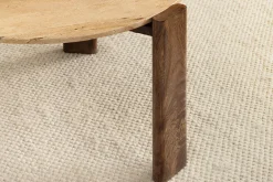 Runder Couchtisch GATSBY 70cm braun Mangoholz mit echtem Travertin
