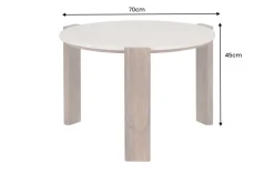 Runder Couchtisch GATSBY 70cm braun Mangoholz mit echtem Travertin