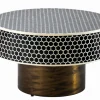 Runder Couchtisch HARMONY NATURE 60cm schwarz weiß gold mit Mosaik