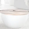 Runder Couchtisch INDUSTRIAL STORAGE 60cm weiß natur Mangoholz mit Stauraum handmade