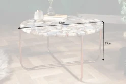 Runder Couchtisch NOBLE 65cm Edelstein Achat abnehmbare Tischplatte goldenes Metallgestell