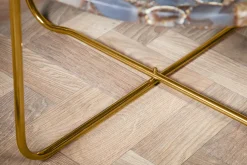 Runder Couchtisch NOBLE 65cm Edelstein Achat abnehmbare Tischplatte goldenes Metallgestell