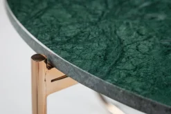 Runder Couchtisch NOBLE 65cm grün Marmor abnehmbare Tischplatte klappbar gold Metall