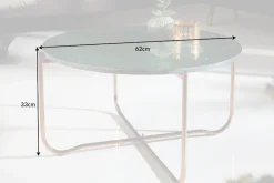 Runder Couchtisch NOBLE 65cm grün Marmor abnehmbare Tischplatte klappbar gold Metall