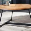 Runder Couchtisch OAK ELEGANCE 80cm Eiche Holz-Design schwarzes Metallgestell