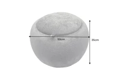 Runder Couchtisch ORBIT 50cm grau Bouclé Hocker mit Tablett und Stauraum