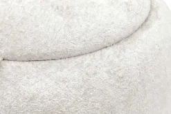 Runder Couchtisch ORBIT 50cm beige Bouclé Hocker mit Tablett und Stauraum