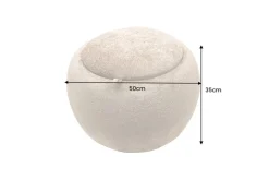 Runder Couchtisch ORBIT 50cm champagner-greige Bouclé Hocker mit Tablett und Stauraum