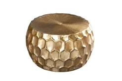 Runder Couchtisch ORGANIC ORIENT 70cm gold Metall Hammerschlag handmade Waben Design