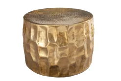 Runder Couchtisch ORGANIC ORIENT 55cm gold Metall Hammerschlag 3D-Design handmade