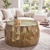 Runder Couchtisch ORGANIC ORIENT 70cm gold Metall Hammerschlag 3D-Design handmade