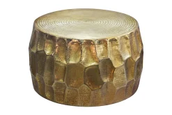 Runder Couchtisch ORGANIC ORIENT 70cm gold Metall Hammerschlag 3D-Design handmade