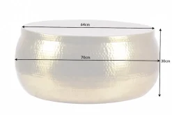 Runder Couchtisch ORIENT STORAGE 70cm gold Metall mit Stauraum Hammerschlag Design handmade