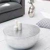 Runder Couchtisch ORIENT II 60cm silber Metall Aluminium Hammerschlag Design handmade