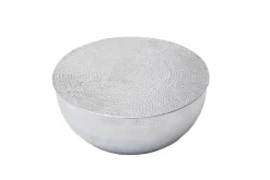 Runder Couchtisch ORIENT II 60cm silber Metall Aluminium Hammerschlag Design handmade