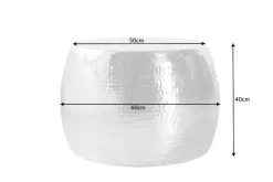 Runder Couchtisch ORIENT 60cm silber Metall Aluminium Hammerschlag Design handmade