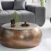 Runder Couchtisch ORIENT 80cm kupfer geflammt Metall Hammerschlag Design handmade