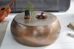 Runder Couchtisch ORIENT 80cm kupfer geflammt Metall Hammerschlag Design handmade